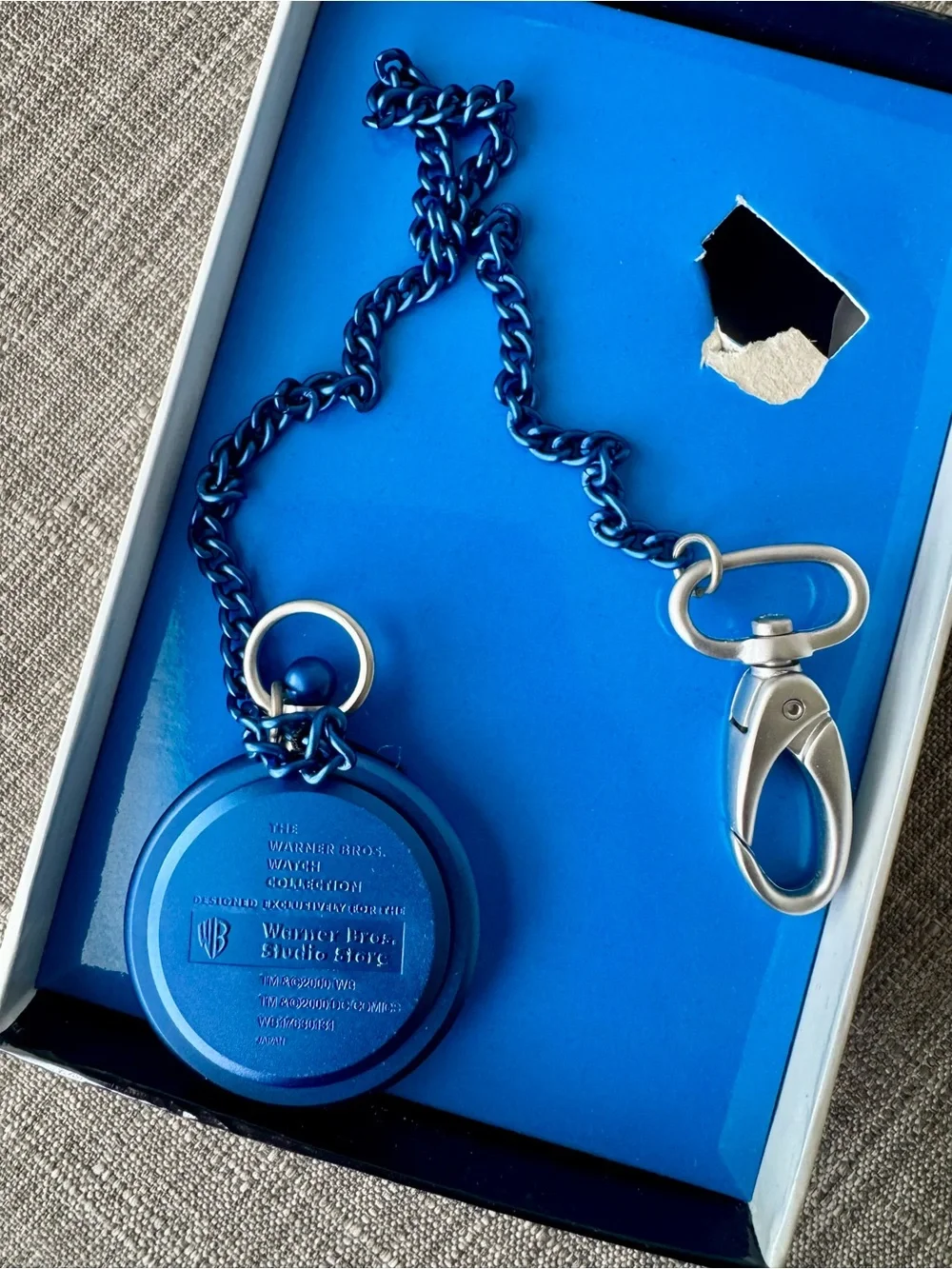 Warner Bros. Blue Superman Pocket Watch Necklace with Chain